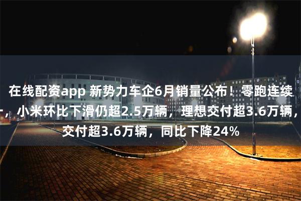 在线配资app 新势力车企6月销量公布！零跑连续4个月登顶第一，小米环比下滑仍超2.5万辆，理想交付超3.6万辆，同比下降24%